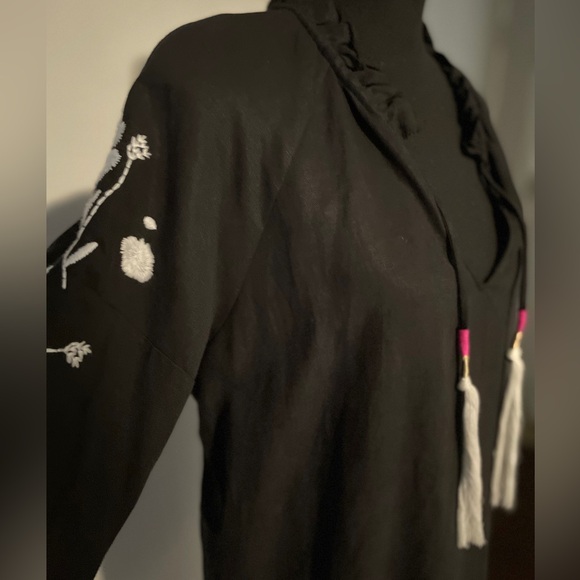 Dolan at Anthropologie Shift Dress Black White SizeM Embroidered Baggy Bohemian - Picture 4 of 14